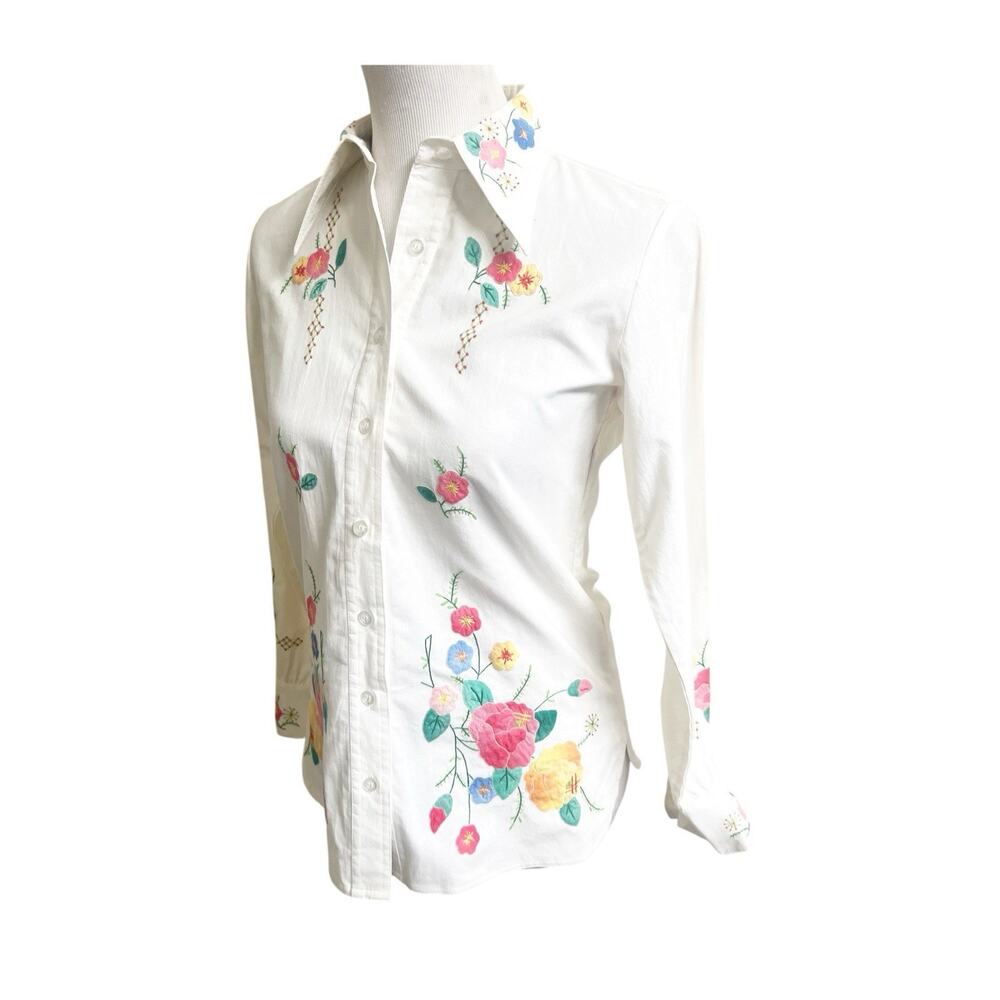 King James Women’s Embroidered Long Sleeve Button Down Shirt Long Sleeve Small - Picture 3 of 12